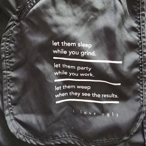 I Love Ugly Lightweight Black Rain Coat Size L - Picture 7 of 16